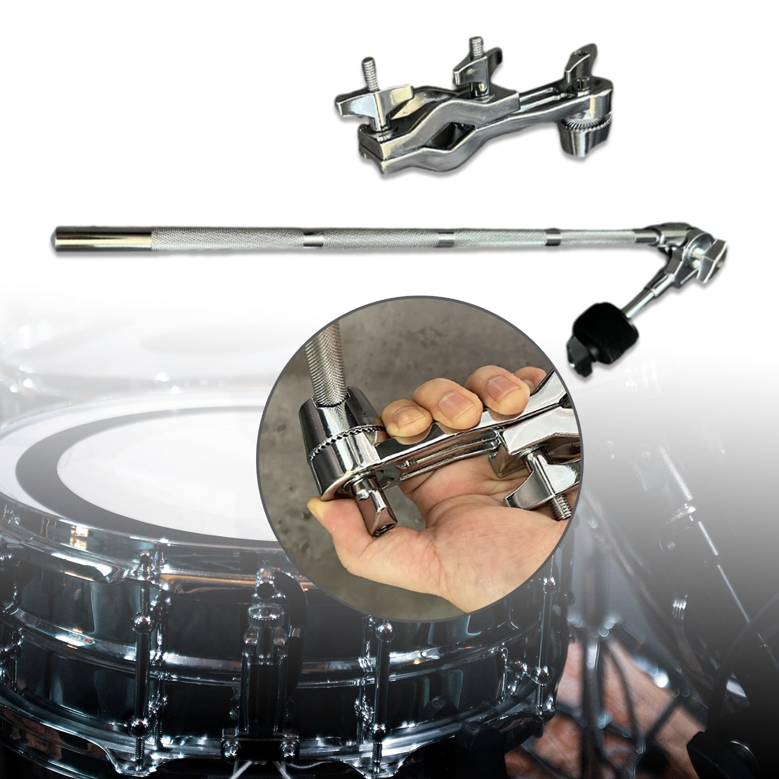 Soporte de brazo para platillos con extensión de montaje de abrazadera, accesorios de tambor, piezas de hardware de tambor, soporte de montaje para platillos