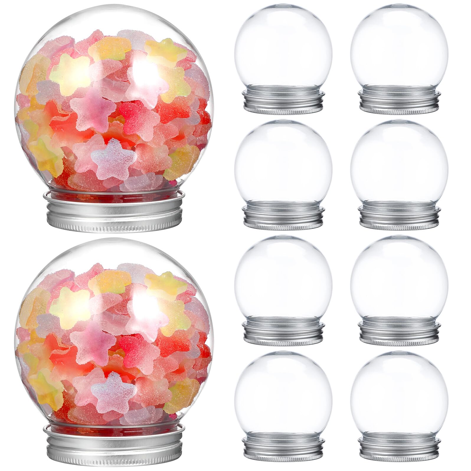Bolas de nieve de plástico para rellenar con dulces y decoraciones navideñas en familia