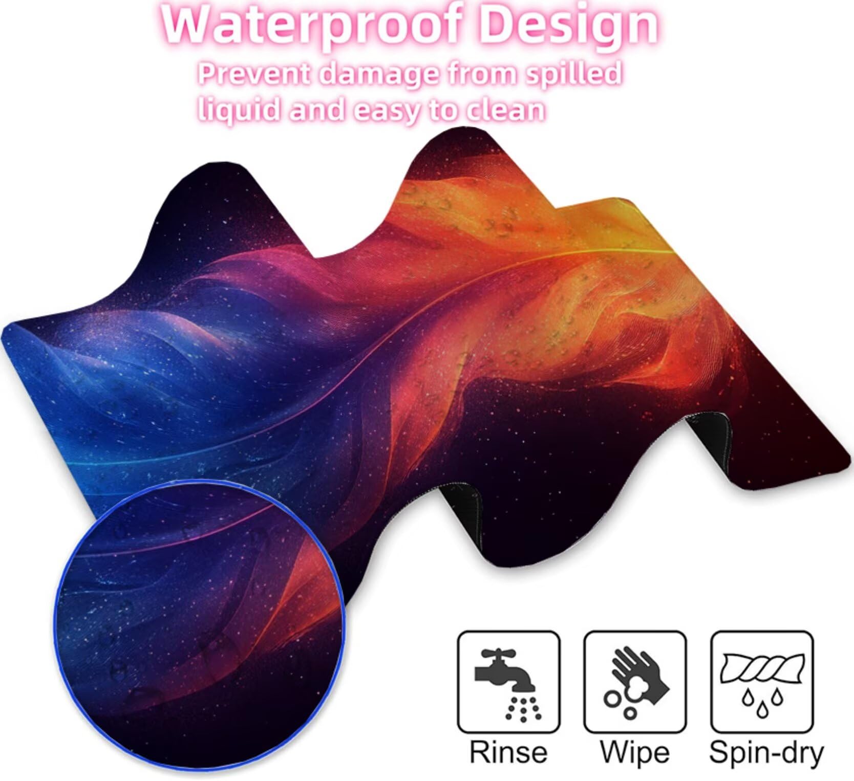 Kolorowa podkładka pod mysz z piórami XXL 1500 x 800 x 3 mm pod ręką akcesoria do gier, podkładka pod mysz do klawiatury z przeszytymi krawędziami i antypoślizgowym tyłem, wysoka precyzja i szybkość