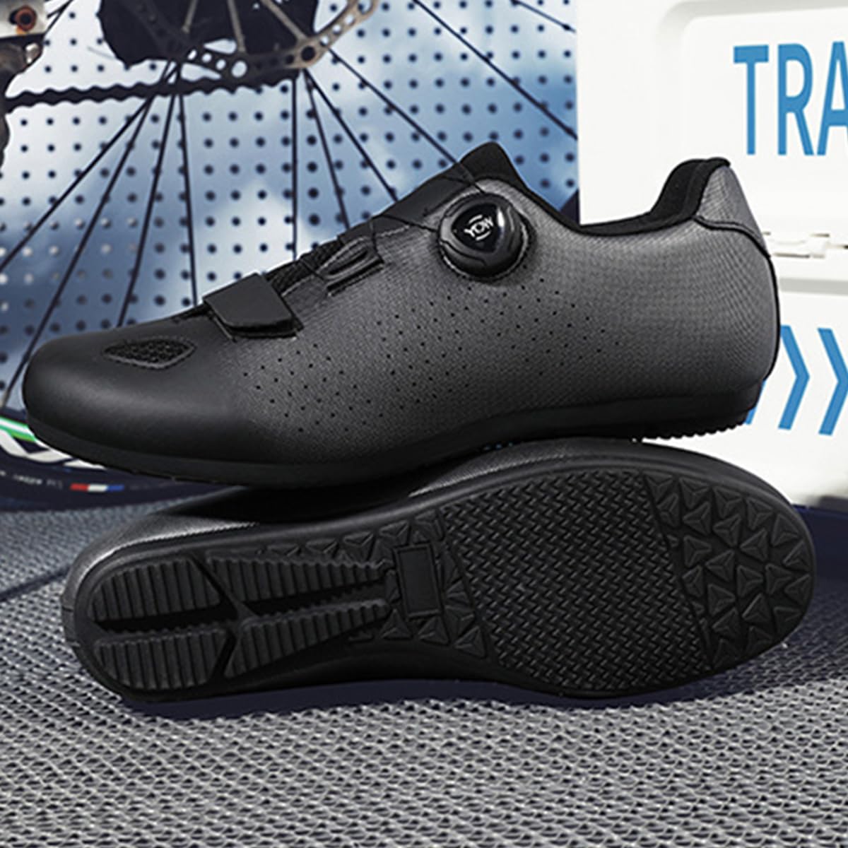 Zapatillas de Ciclismo para Hombre Mujer con Suela de Goma