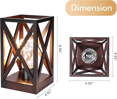 Miniatura 7 de WINGBO Paquete de 2 lámparas de mesa retro alimentadas por batería, juego de lámparas inalámbricas que funcionan con pilas, luz nocturna portátil