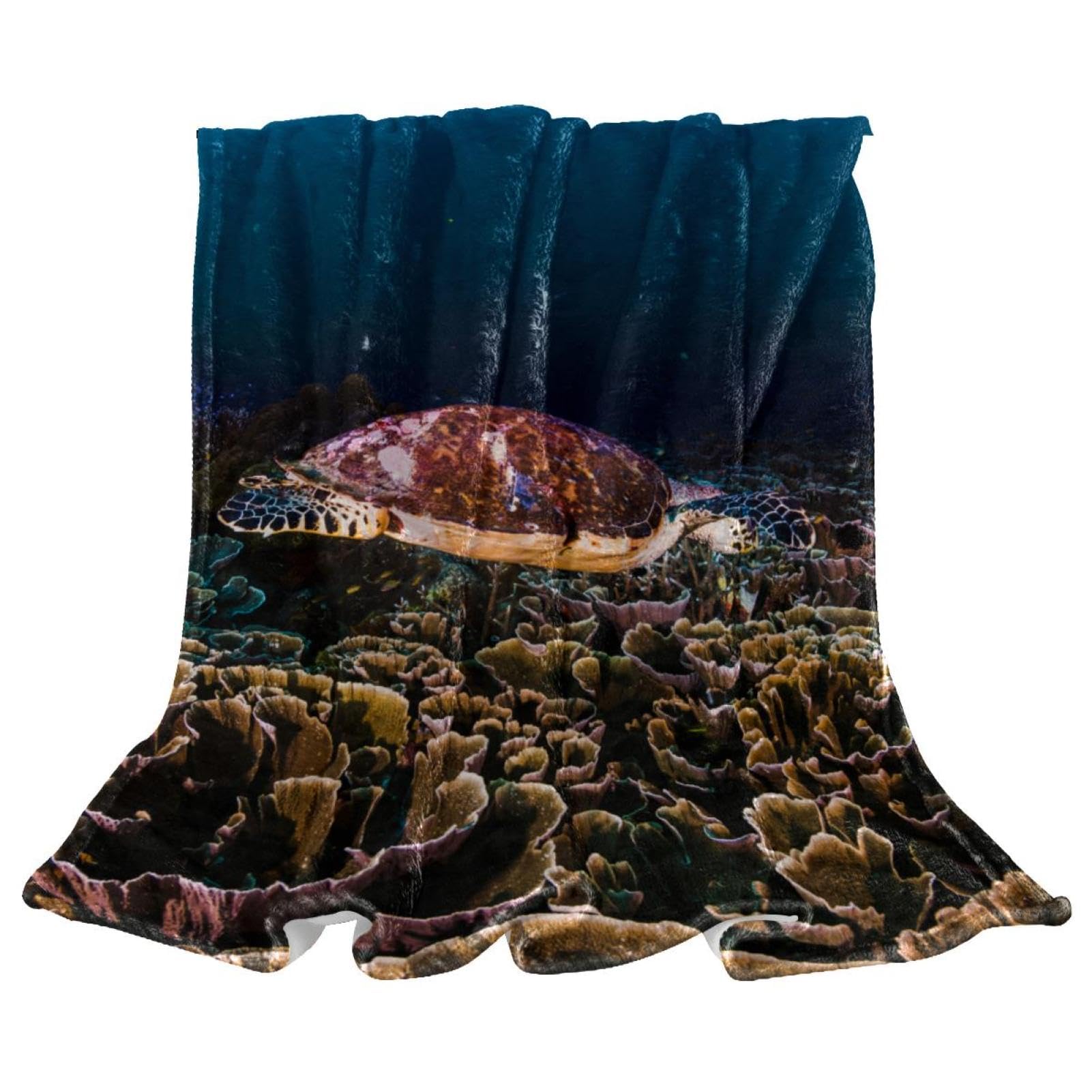 Couverture polaire tortue verte pour stopper le froid sur votre canapé