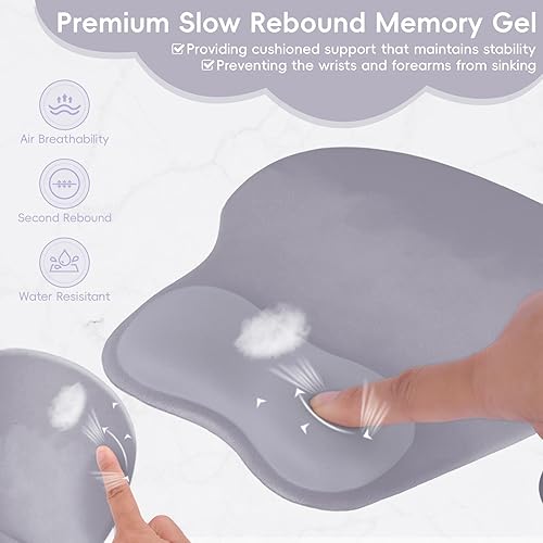 Miniatura 195 de Alfombrilla para mouse con soporte de muñeca, almohadilla antideslizante para mouse para oficina, computadora, laptop y Mac, cómoda y ligera