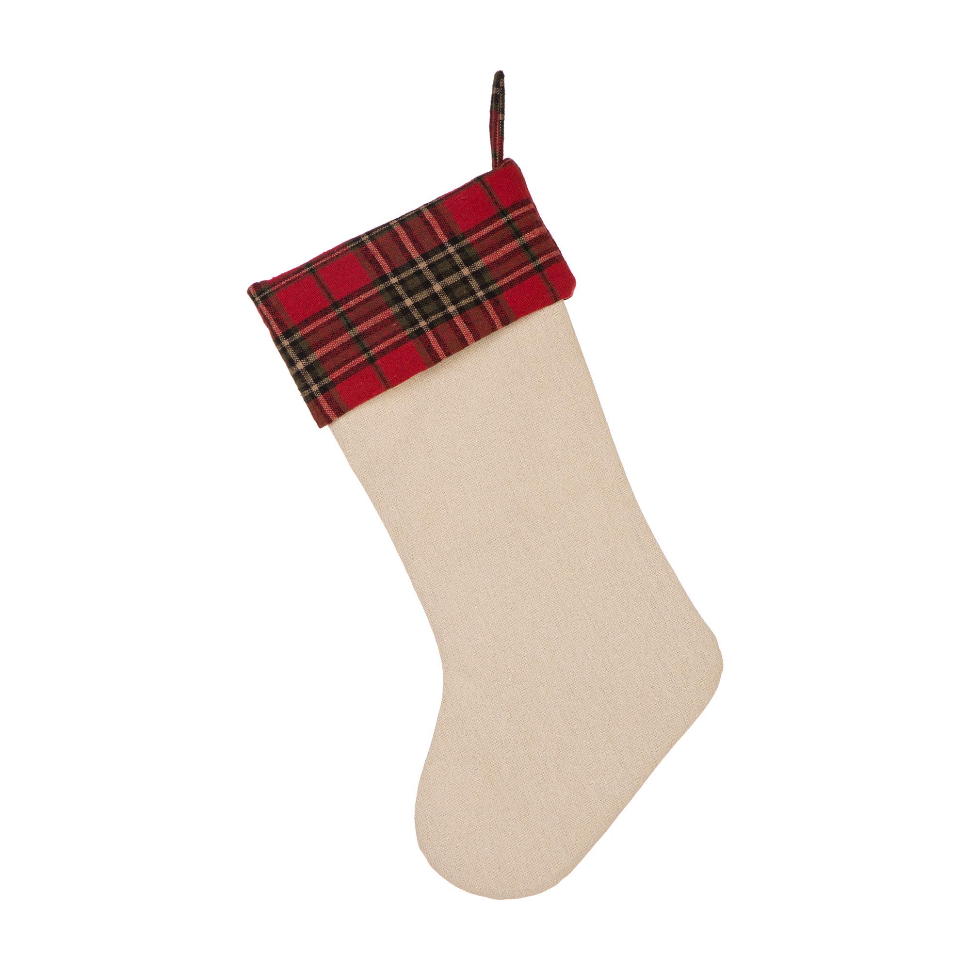 Glithome Chaussette de Noël en lin brodé avec crochet Motif camion Rouge 53,3 cm