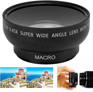 46MM 0.45X Wide Angle Lens, with Macro Photography, Enhanced Magnification, Alloy and Optical Glass, Camera Lens for 46MM Filter Aperture