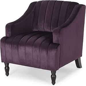 GDFStudio Candice Glam Velvet Club Chair, BlackBerry and Dark Brown