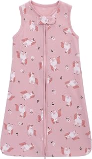 Baby Schlafsack Kinder, Schlafsack Baby Sommer Kleine Kinder Schlafanzug ohne Ärmel, Schlafsäcke 100% Baumwolle atmungsaktiv Babyschlafsack Unisex Pyjamas, Schlafsack Baby 0-6M, Rosa Pony