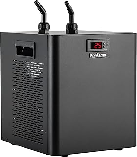 Poafamx 水槽クーラー 24度まで調整可能 300L冷却だけ コンプレッサー式 淡水・海水両用 パイプ付き（内径8mm） ポンプ付き デジタル表示 恒温 低ノイズ 省エネルギー 品質保証一年 環境保護 水耕栽培/家庭用/水族館/魚屋/養魚場/ホテル/お寿司屋 日本語取扱説明書付き