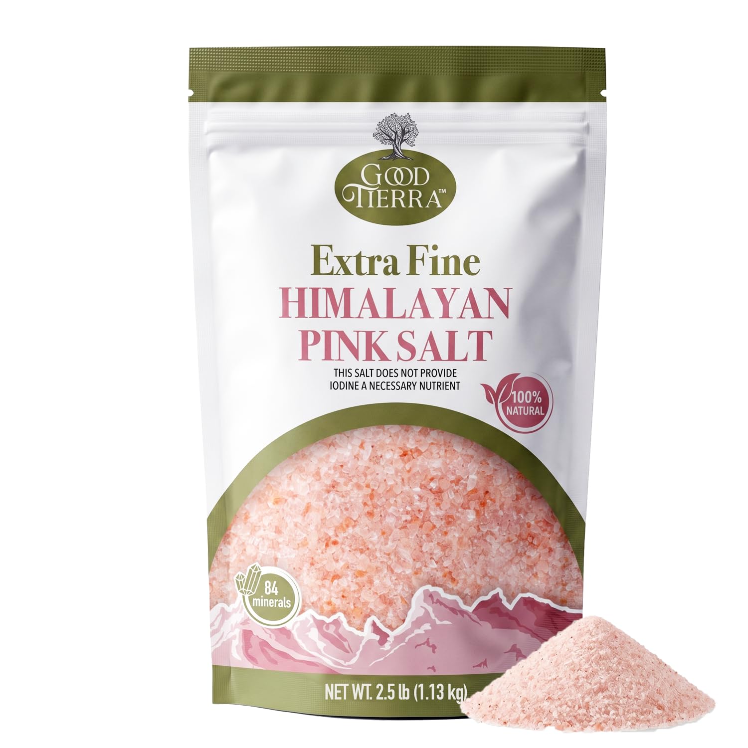 Good Tierra Sel rose de l'Himalaya dans un sac PET - Grain extra fin - 2,5 lb.