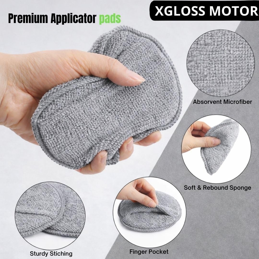 XGloss Motor™ Premium Microfiber Wax Applicator Pads, 2-Pack, Ultra-Soft Foam Core Sponges for Car Wax, Polish & Sealant, Scratch-Safe for Paint, Chrome & Trim