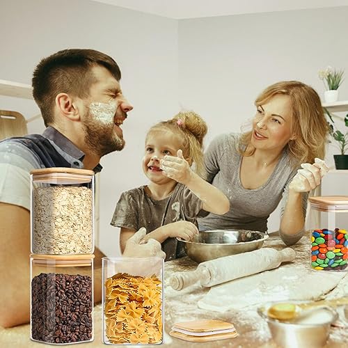 Miniatura 5 de Recipientes cuadrados de vidrio de 1.2 cuartos de galón con tapas, tarro de vidrio con tapa hermética, recipiente de vidrio para despensa, galletas,