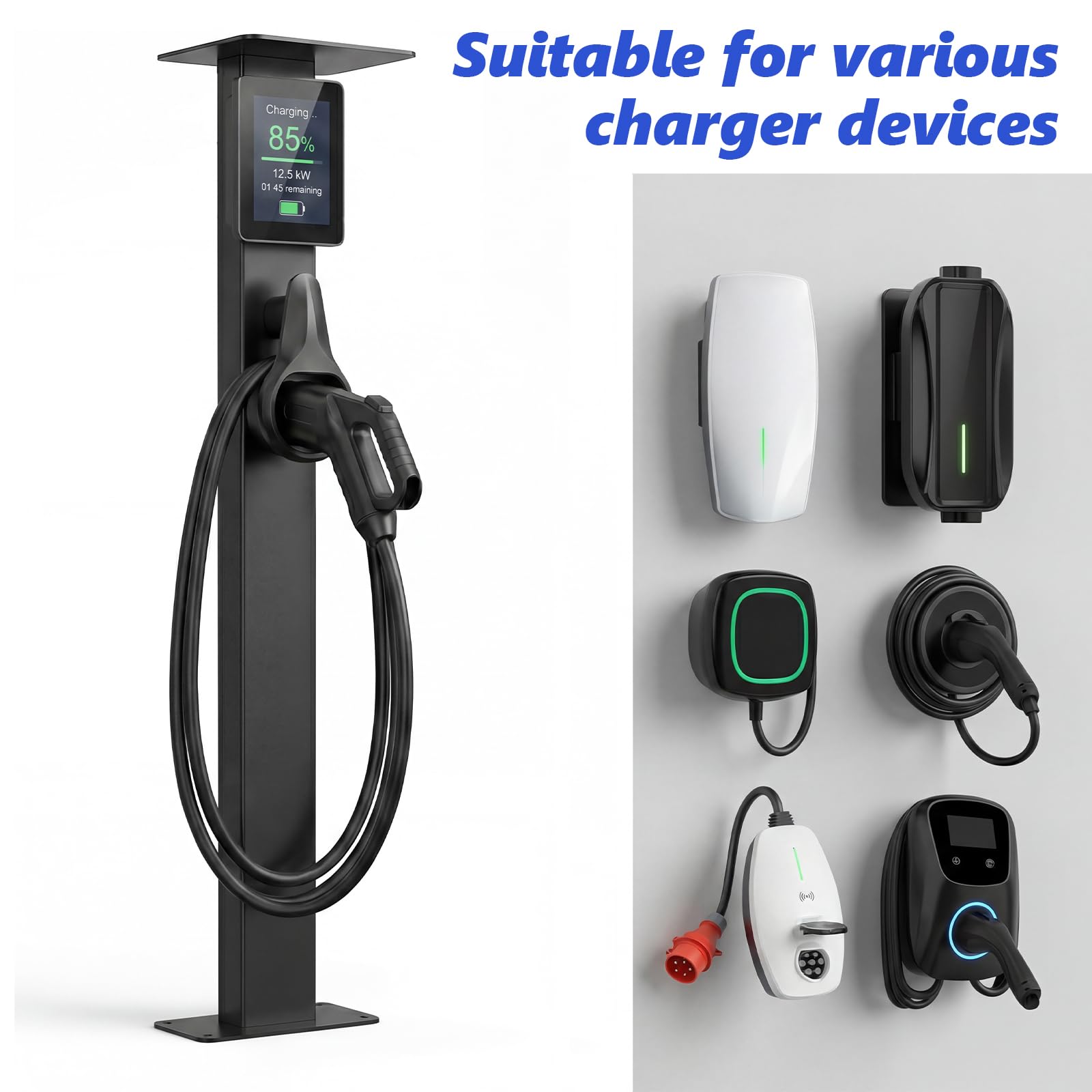 Wallbox Standfuß Wetterfeste Standsäule,EV-Ladesäulenständer,Universeller Wallbox Standfuß Standsäule wallbox wetterschutzdach für e-auto-ladestation,für Wallbox Ladestationen für Elektroautos