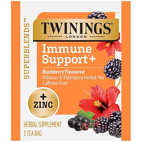 Miniatura 3 de Twinings Superblends Immune Support+ con zinc, té de hierbas de hibisco y bayas de saúco saborizado con mora, sin cafeína, 16 bolsas de té (6