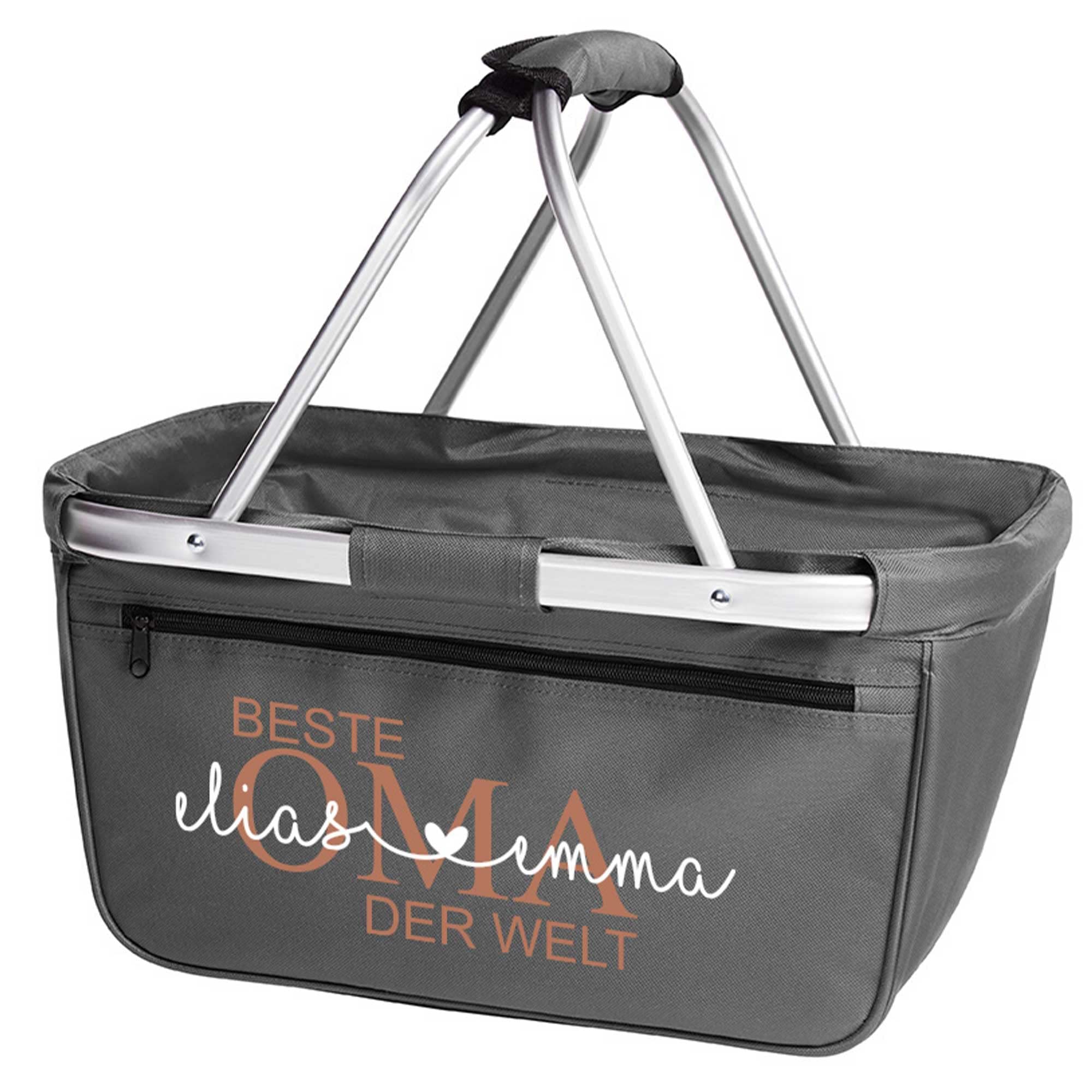 Einkaufskorb Beste Oma der Welt mit Name personalisiert - MAMA, MOM, TANTE, PAPA, OPA Geschenk faltbar