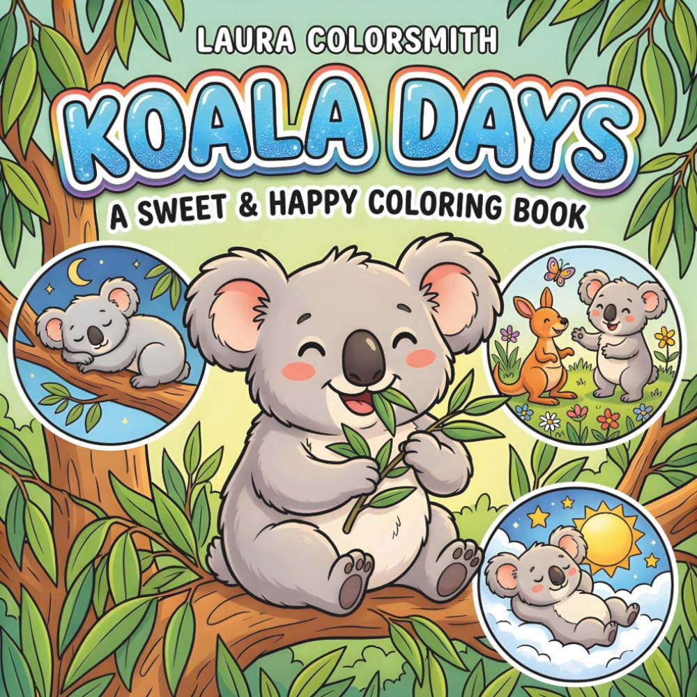 Koala Days - A Sweet & Happy Coloring Book: A Fun and Easy Coloring Book Featuring Cute and Funny Koalas for Kids to Relax and Enjoy (Coloring book with animals)