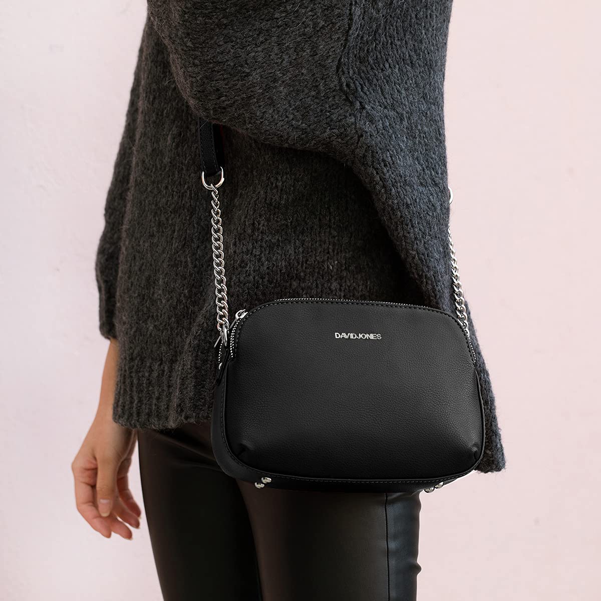 David Jones - Damska Torba na Ramię Wiele Kieszeni - Torebka Zamkiem błyskawicznym Skórzana PU - Mała Crossbody Messenger Bag - Torby Kopertówka - Modna Robocza Podróżna