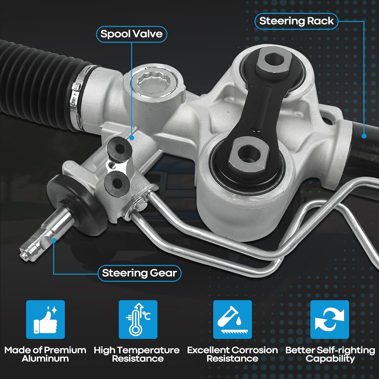 Hydraulic Power Steering Rack and Pinion Compatible with 2007-2013 Chevrolet Silverado 1500, GMC Sierra 1500 with Outer Tie Rod Ends