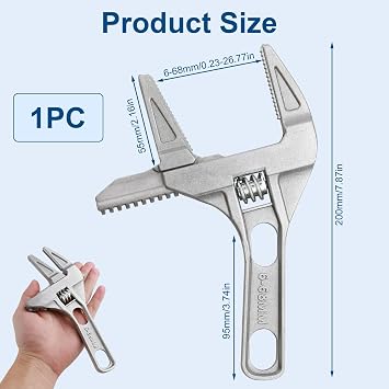Adjustable Spanner Wrench 6-68mm Wide Jaw Opening Plumbing Spanner
