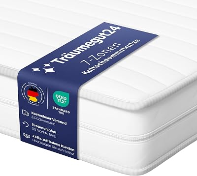 Träumegut24 AquaFlex 7-Zonen Matratze 90x200 cm | H2&H3 | Ergonomische Kaltschaummatratze | Hypoallergen & Antibakteriell | Bezug abnehmbar & waschbar | Oeko-TEX® (90 x 200 cm, H2&H3, 12 cm)
