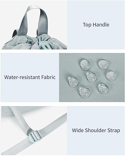 Miniatura 8 de WANDF Mochila con cordón para mujer, bolsa de gimnasio con correa para esterilla de yoga, resistente al agua, con bolsillo de malla, Gris