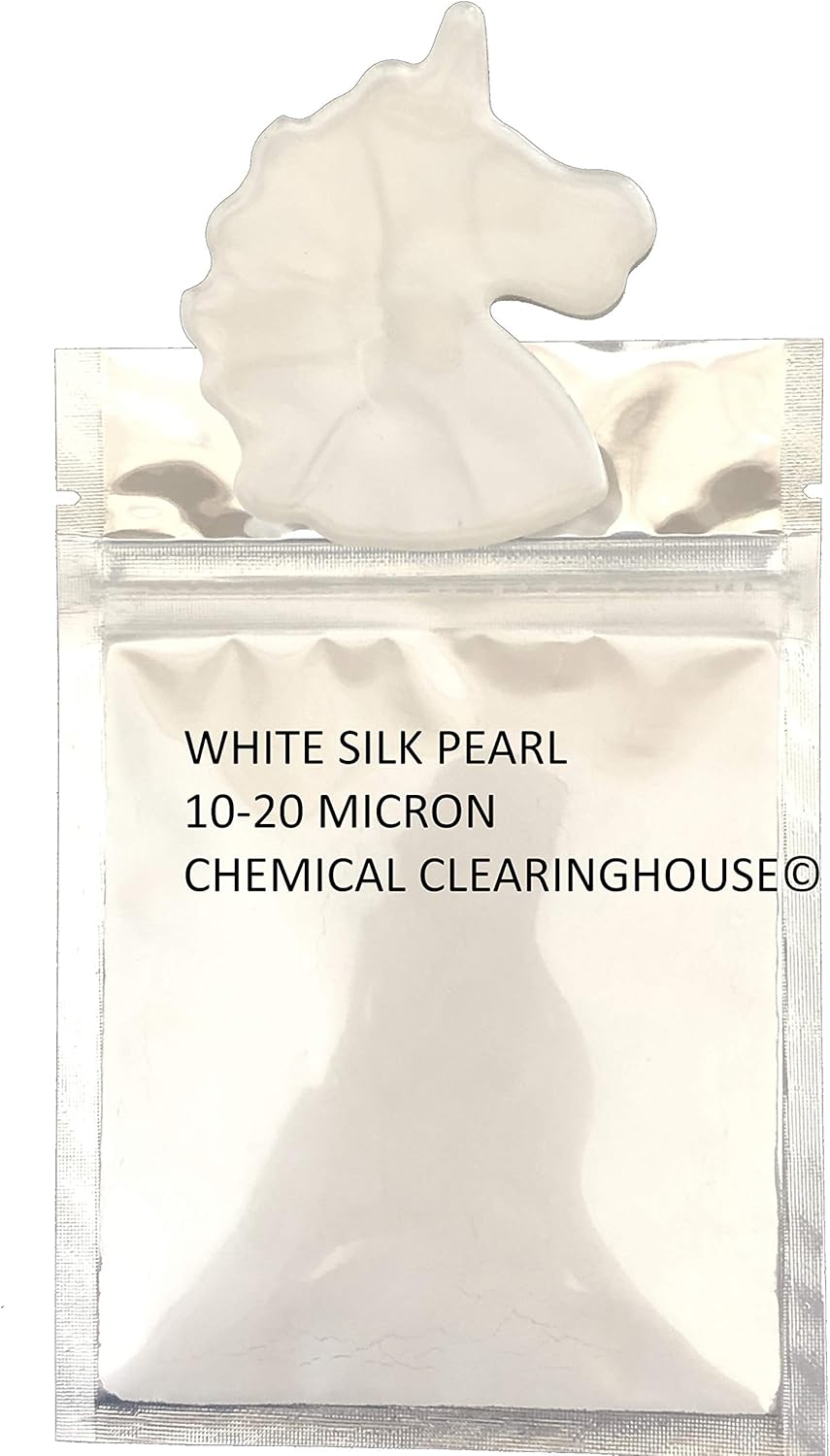 Mica Powder White Pearl White Silk 16 oz. / 454 Gram Epoxy Resin Floors and Countertops Metallic Color Pigment - 1 Pound resealable Container