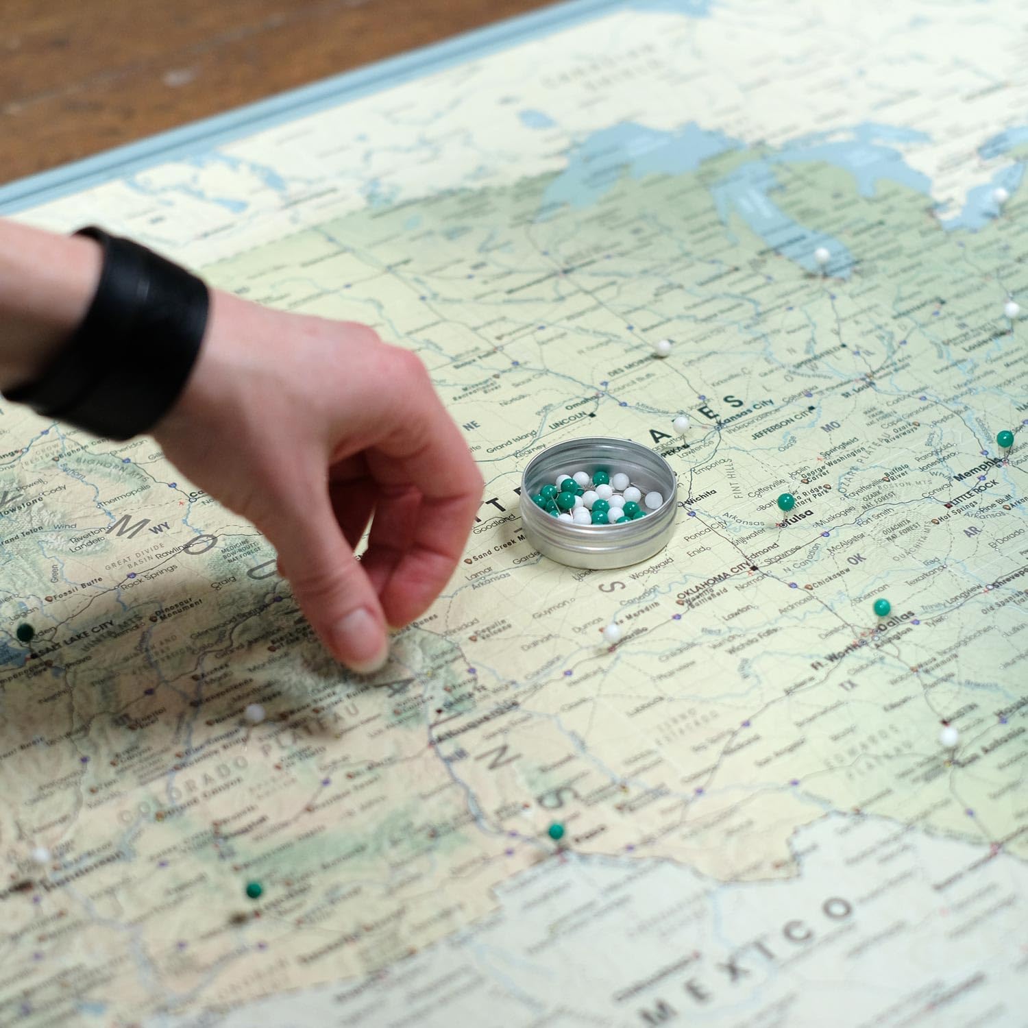 United States Travel Map Pin Board | USA Wall Map on Canvas (35 x 24) [Office_Product]