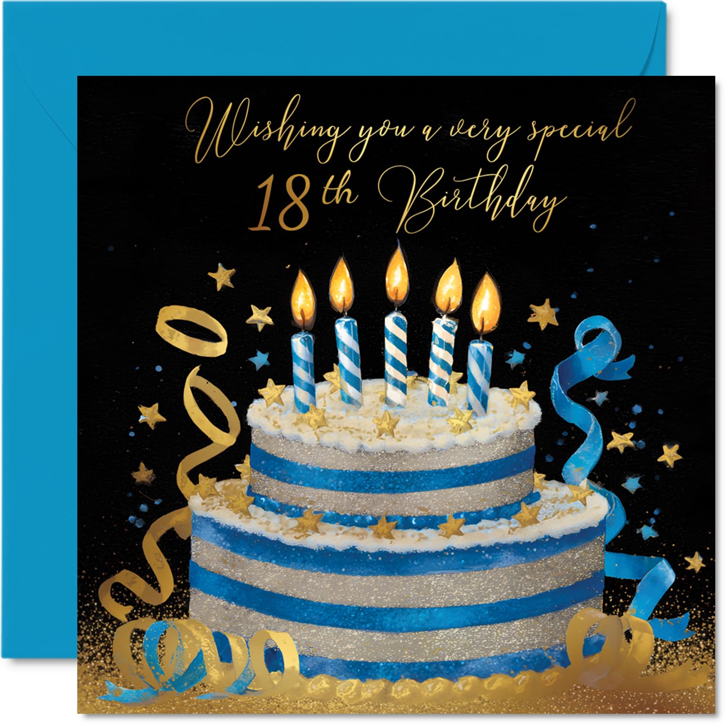18th Birthday Cards for Women and Men, Gold & Silver Cake