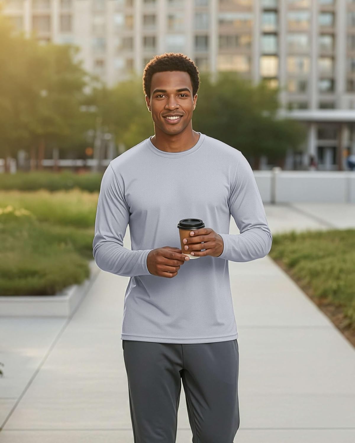 Real Essentials 3 & 5 Pack: Men's Mesh Quick Dry Athletic Long Sleeve T-Shirt UPF SPF UV Sun (Available in Big & Tall) - Image 6