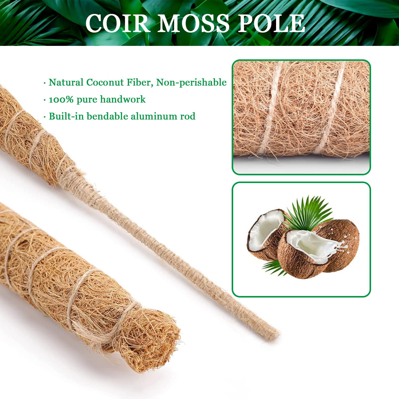 Moss Pole, 80cm Moss Poles for Monstera Climbing Plants Growth Bendable Plant Supports, brown, 80 CM (1 Piece) - Image 4
