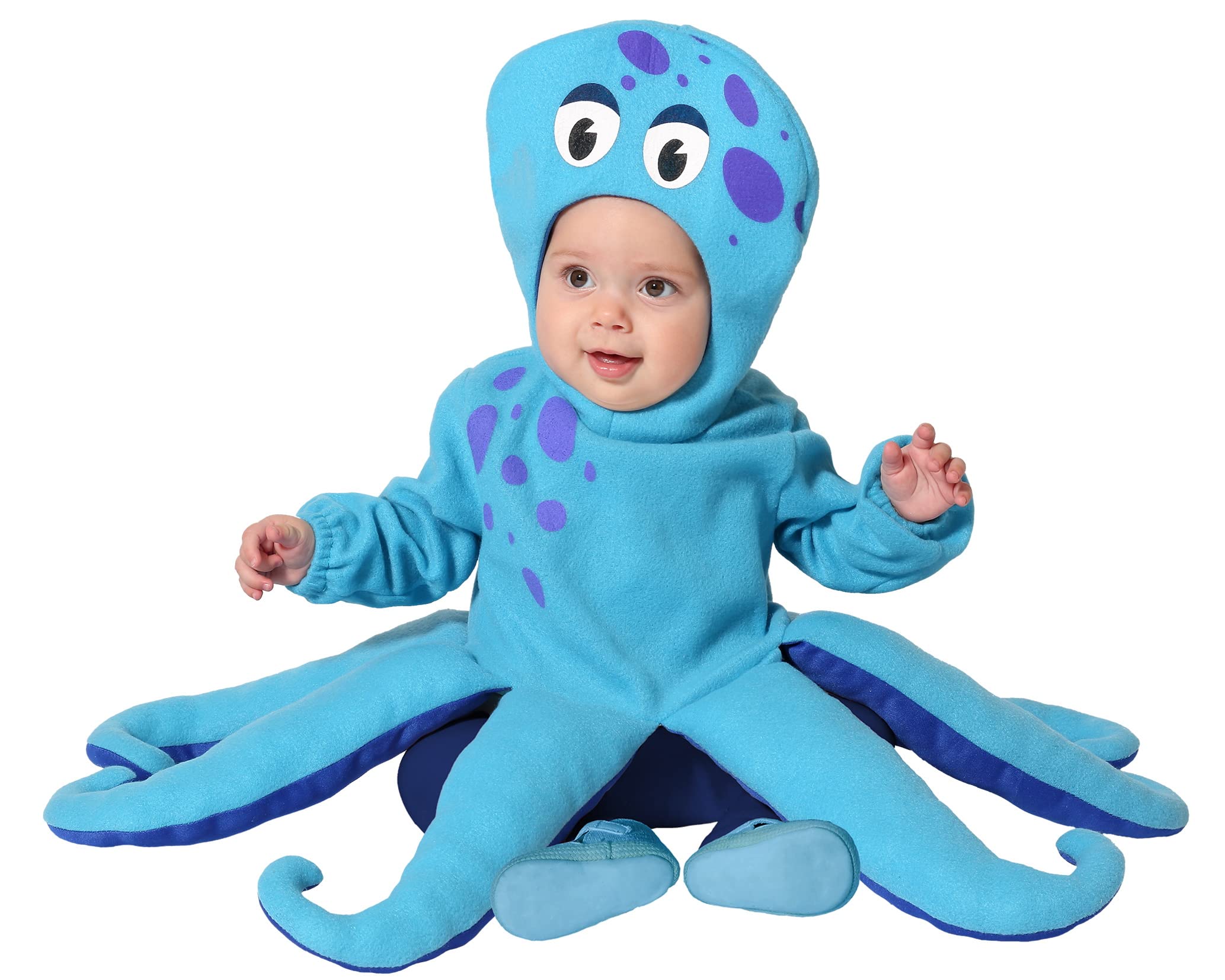 Déguisement Poulpe Adulte Taille M - Tunique à Capuche Bleue, Costume D'animal Pieuvre Pour Soirée Déguisée