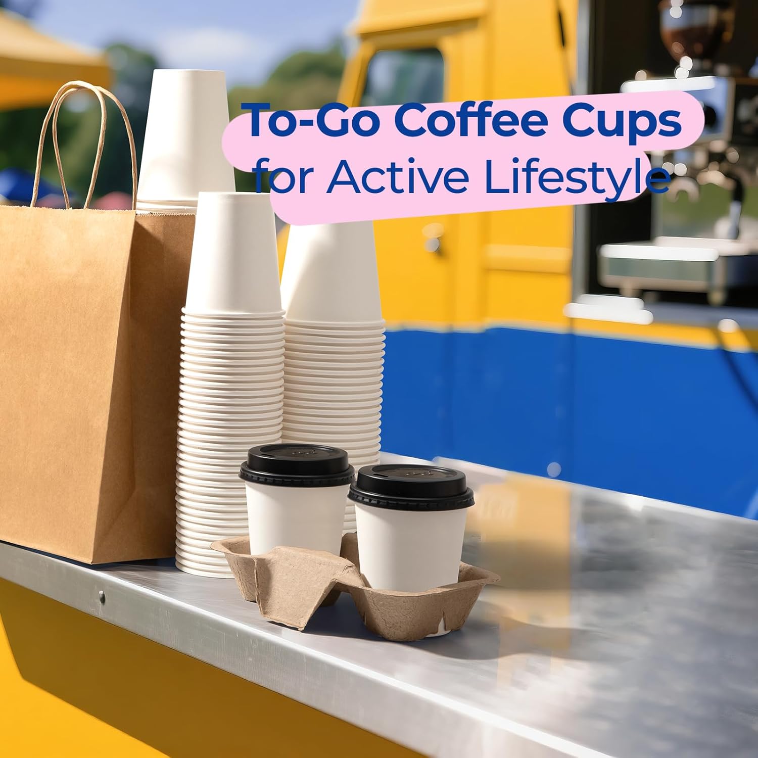 Fit Meal Prep 100 Pack 8 oz Disposable Coffee Cups with Lids, Premium To Go Paper Cups, Leak Proof Hot Coffee Cups with Lids for Travel, Office, Hot/Cold Beverages (Black Lids) - Image 7