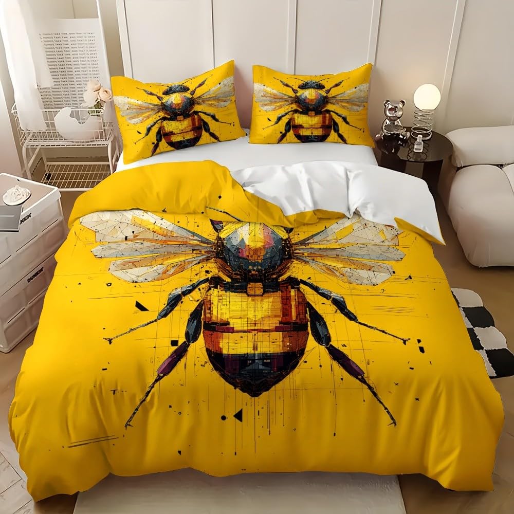Copripiumino 240x220 cm Giallo 3 pezzi, microfibra ipoallergenica
