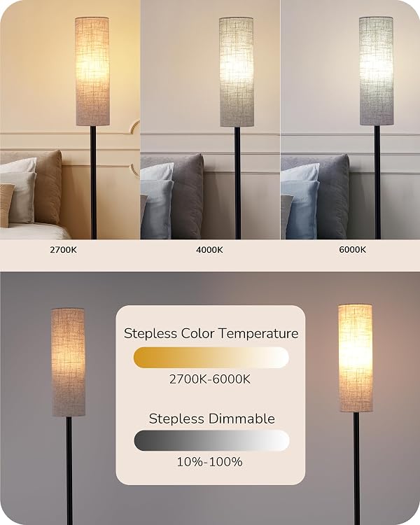 EDISHINE Floor Lamp Black Dimmable Minimalist Pole Lamp with Remote by EDISHINE - Image 2