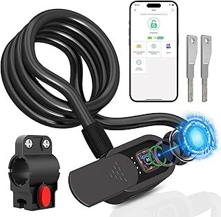 Anweller Bicycle Lock Fingerprint with 2 Keys, Bicycle Cable Locks High Security Anti-Theft with Holder, Bike Lock Waterproof 12 mm x 150 cm