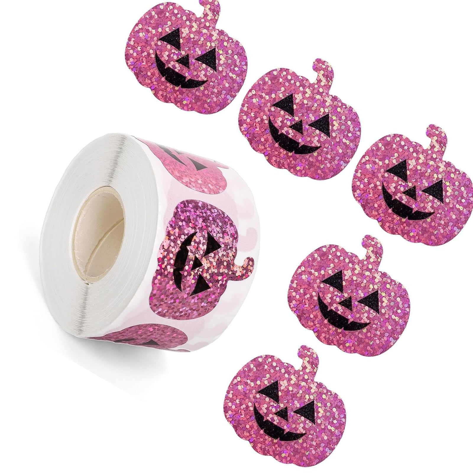 Yhplxyuus Halloweens Pumpkin Lasered Sticker Pack Holographically Decorative Sheets for Projects Tear Resistant Paper Decal Pumpkin Holographically Sticker