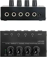 Amplificador de Fones Portátil 4 Canais, Pré-Amplificador para Headphone Compatível com e PC Gamer - Som Surround, Design Compacto e Alto Desempenho para Jogos e Música