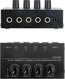 Amplificador de Fones Portátil 4 Canais, Pré-Amplificador para Headphone Compatível com e PC Gamer - Som Surround, Design Compacto e Alto Desempenho para Jogos e Música