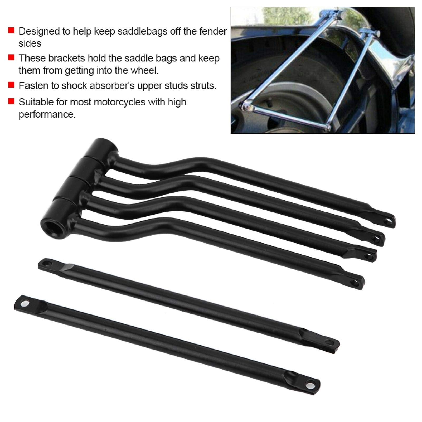 aqxreight - Supporto laterale per borsa da sella, staffa per barra di supporto laterale per borsa da moto in acciaio inossidabile (nero)