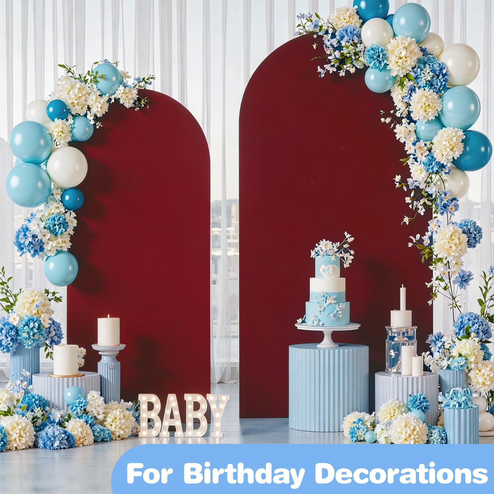 Tło łukowe, łuk weselny, dekoracja na wesele, imprezę, urodziny, imprezę, baby shower, bankiet, burgundowy