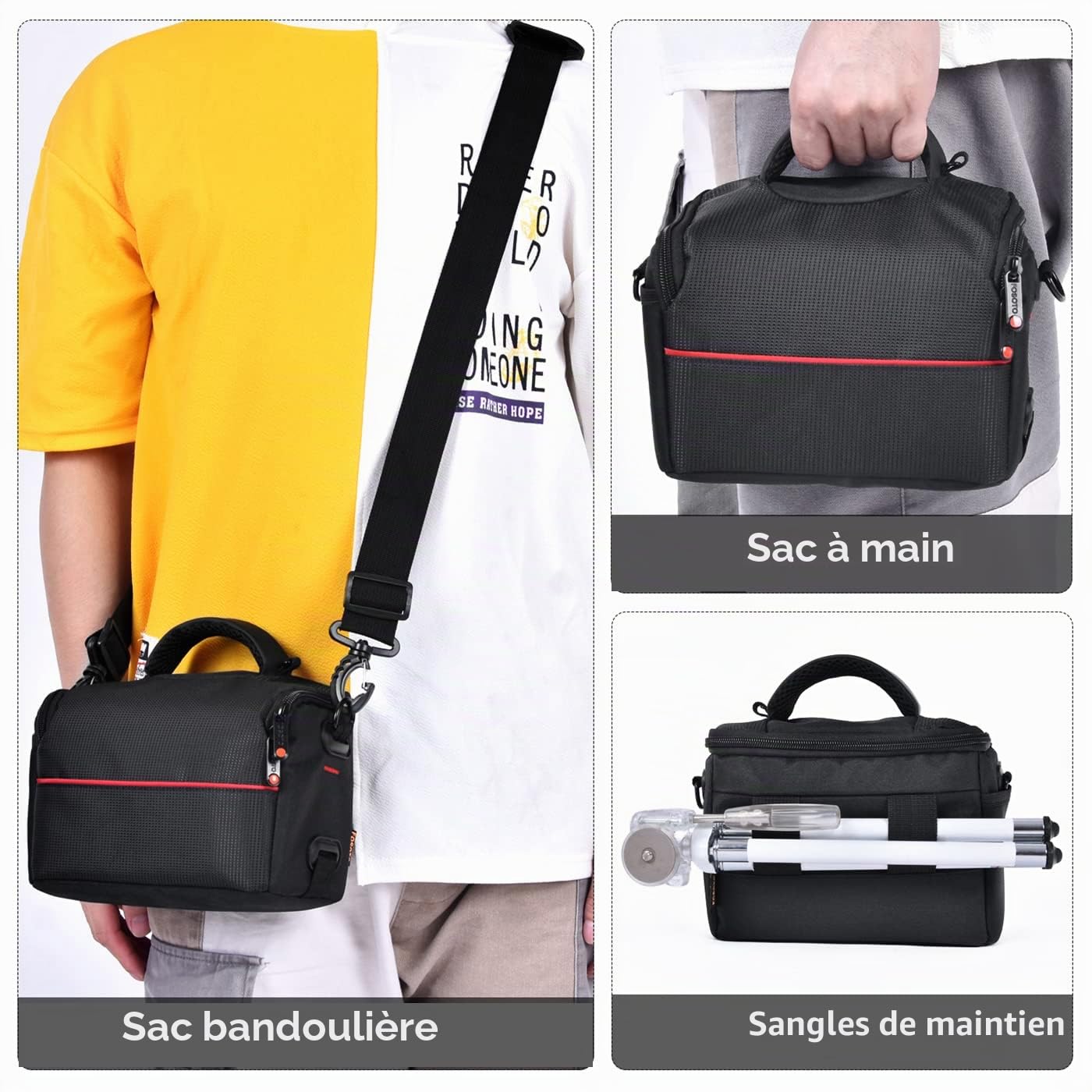 FOSOTO Sac étanche pour appareil photo reflex numérique et SLR résistant aux chocs, Noir , m, Minimaliste