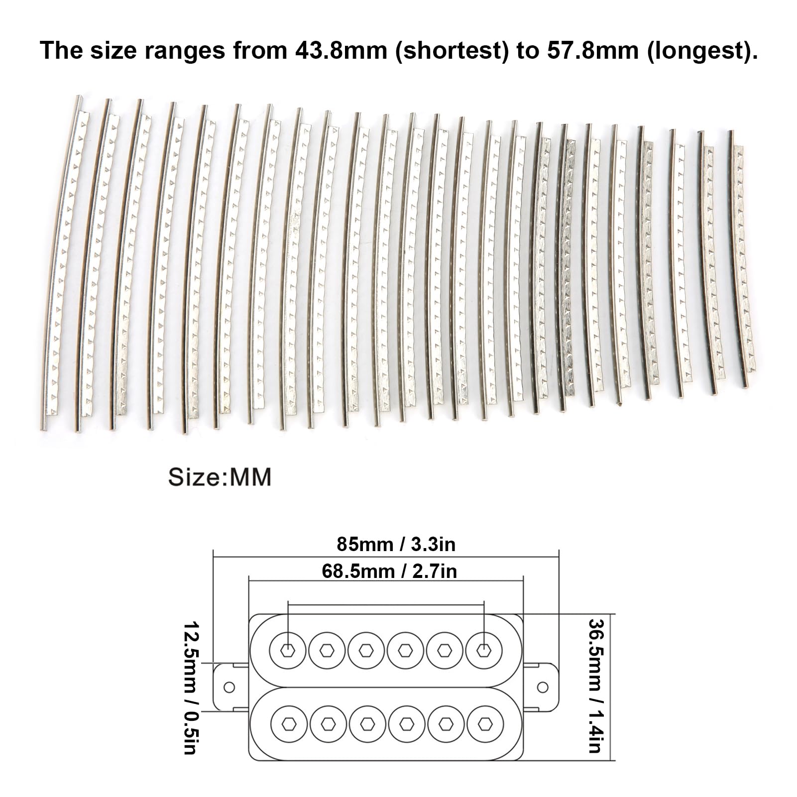 2,7 mm Drut progowy gitarowy, 24 sztuki, zestaw drutów gitarowych ze stali nierdzewnej do akcesoriów zamiennych/Gibson,Ogólne akcesoria do gitary
