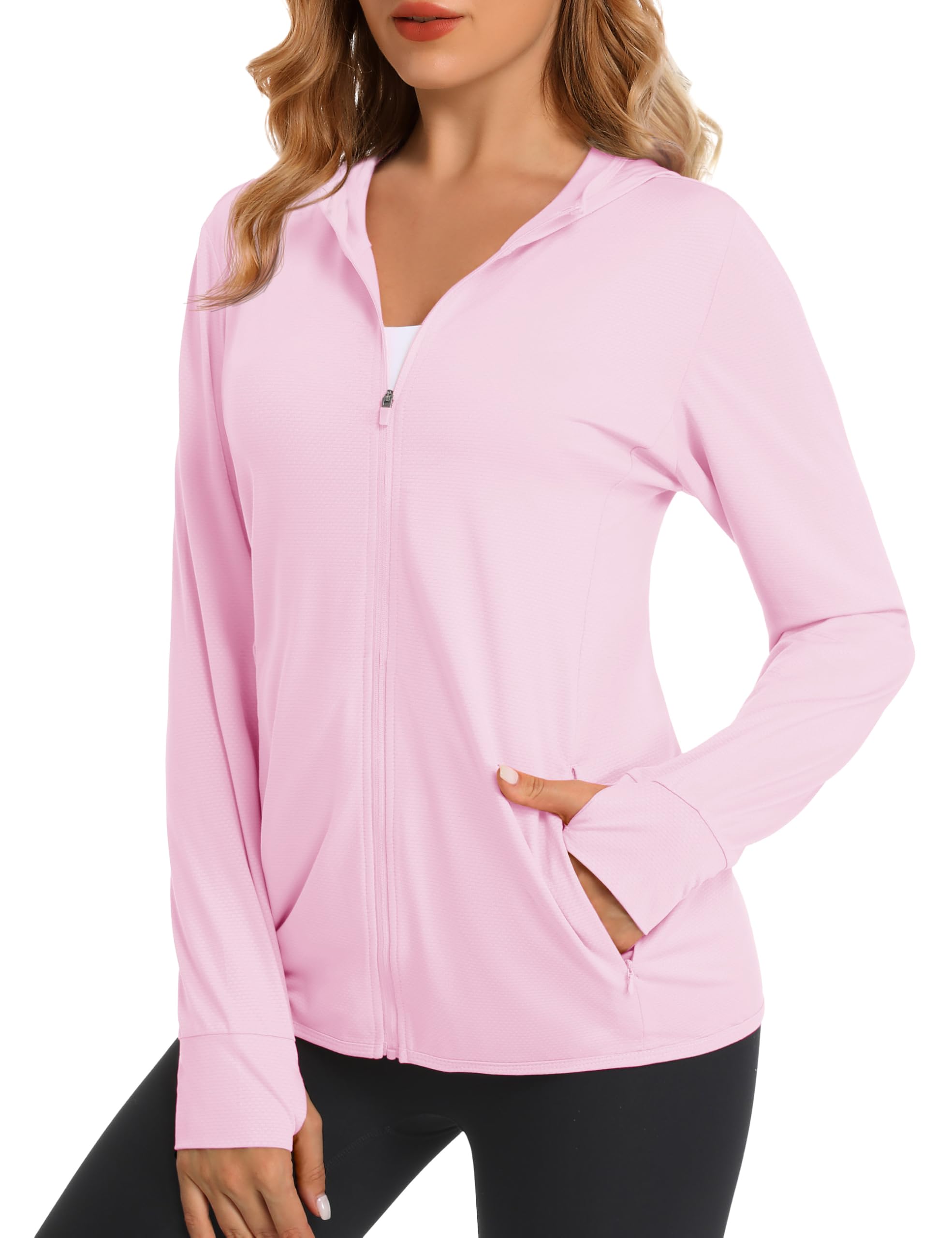 MAGCOMSEN Jackets for Women Full Zip Up Lightweight Long Sleeve UPF 50 Workout Workout Sun Protection Hoodie