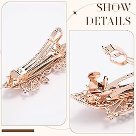 Geyoga 6 Pieces Vintage Hair Barrettes for Women Retro Flower French Pearl Crystal Rhinestones Clips Hair Pins for Women Styling Accessories(Shining Style)
