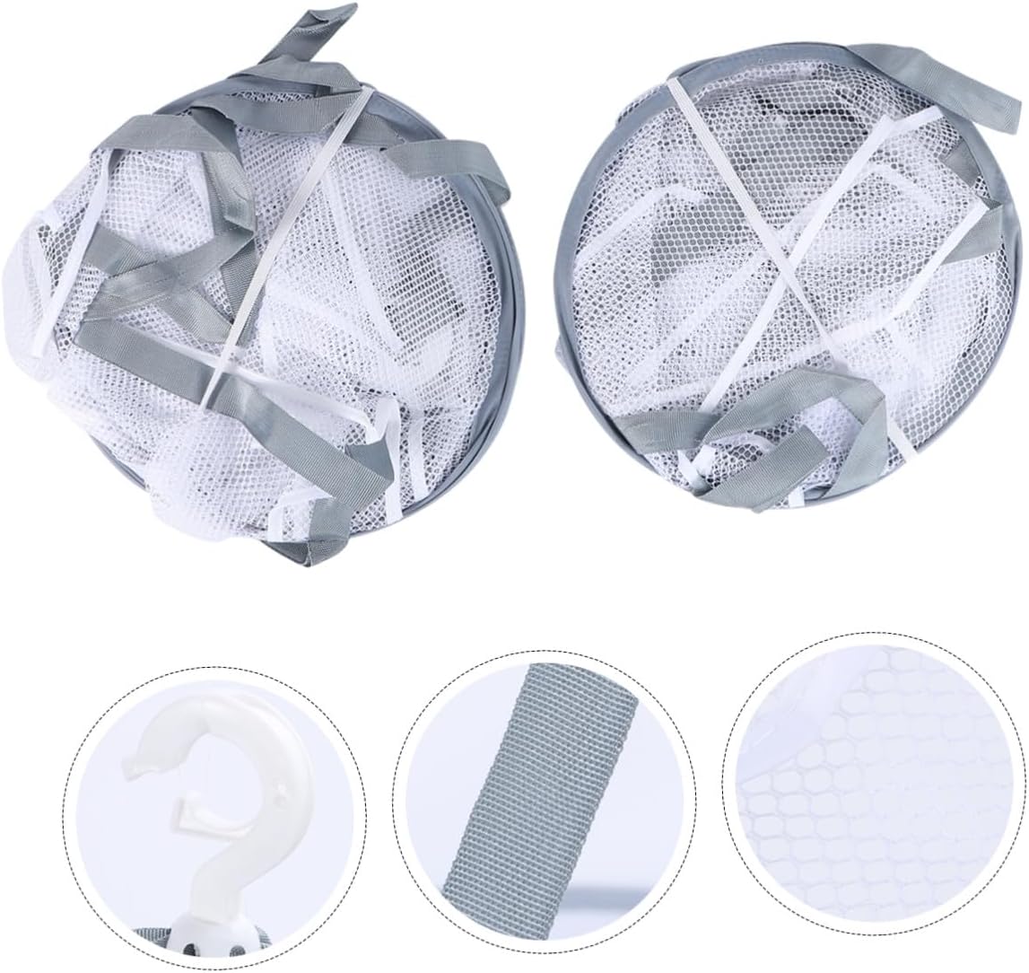 3pcs Hanging Clothes Drying Basket Set, Single to Triple Layer Clothes Tuck Net, Iron Hanging Rack for Socks and Sweaters, Household Laundry Organizer for Balcony and Indoor Use