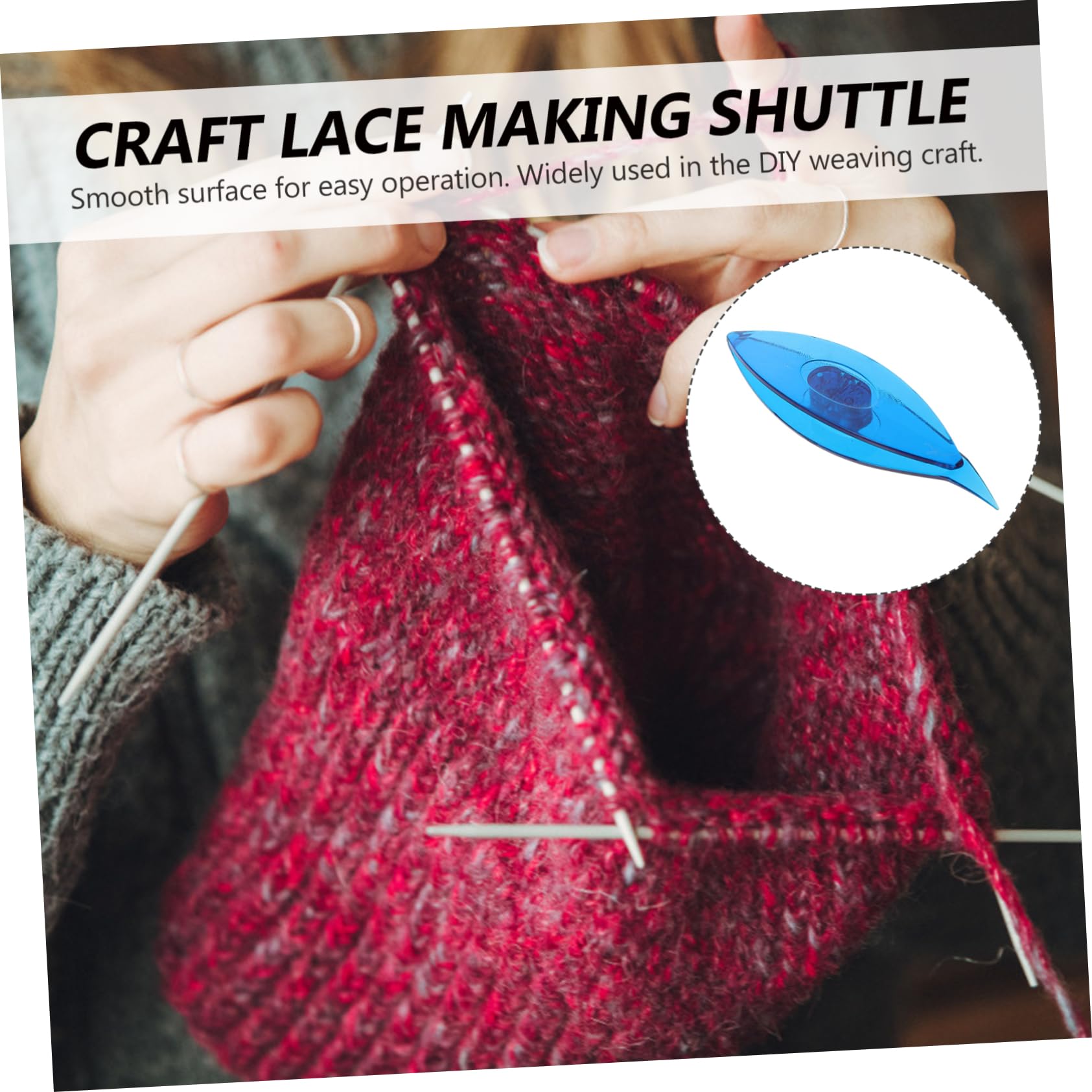 Operitacx 3sets DIY Lace Making Plastic Tatting Shuttles Knitting Needles Hand Art Weaving Tools 2pcs*3