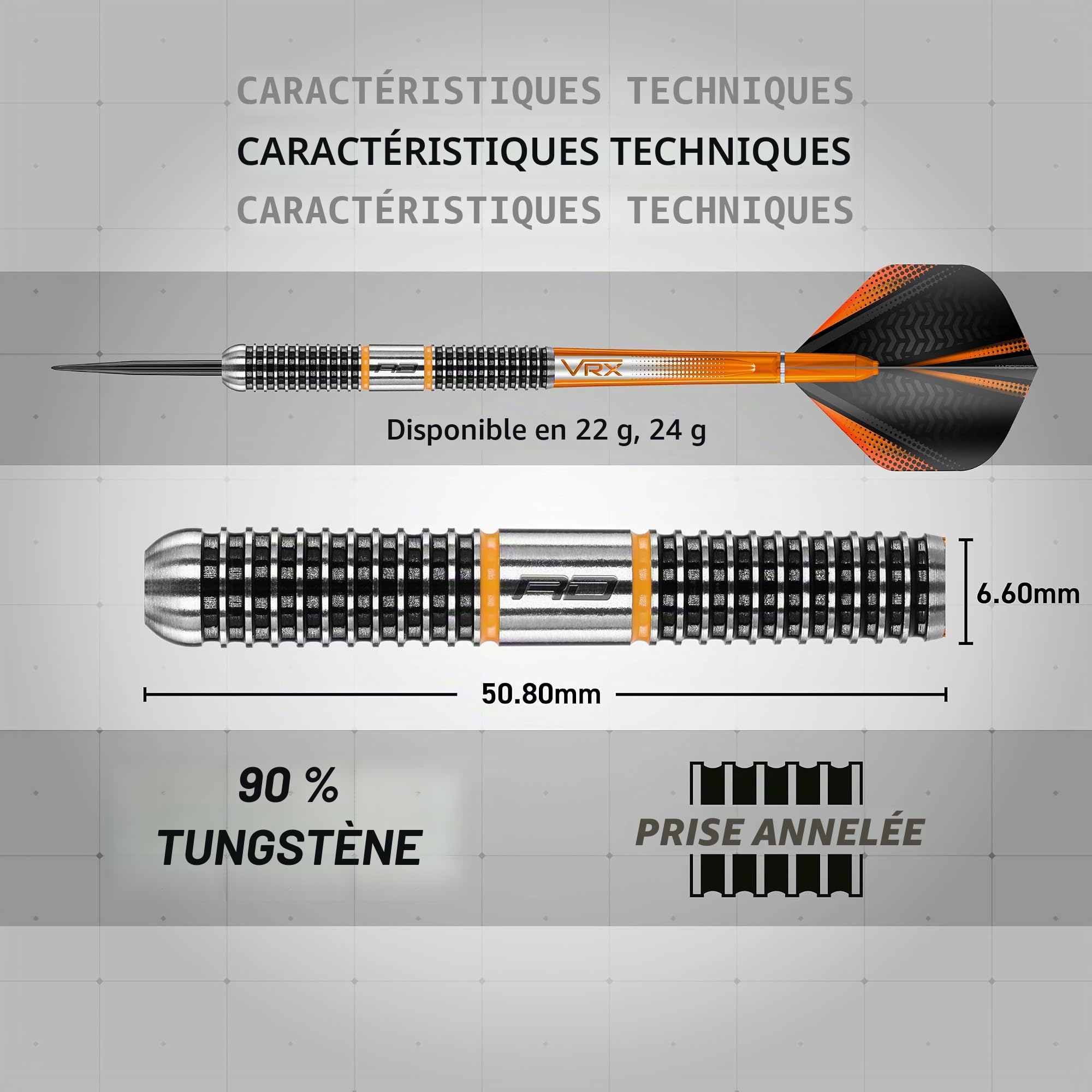 RED DRAGON Amberjack 22g, 24g ou 26g Fléchettes Pointes Acier avec Ailettes et Tiges de Flechettes