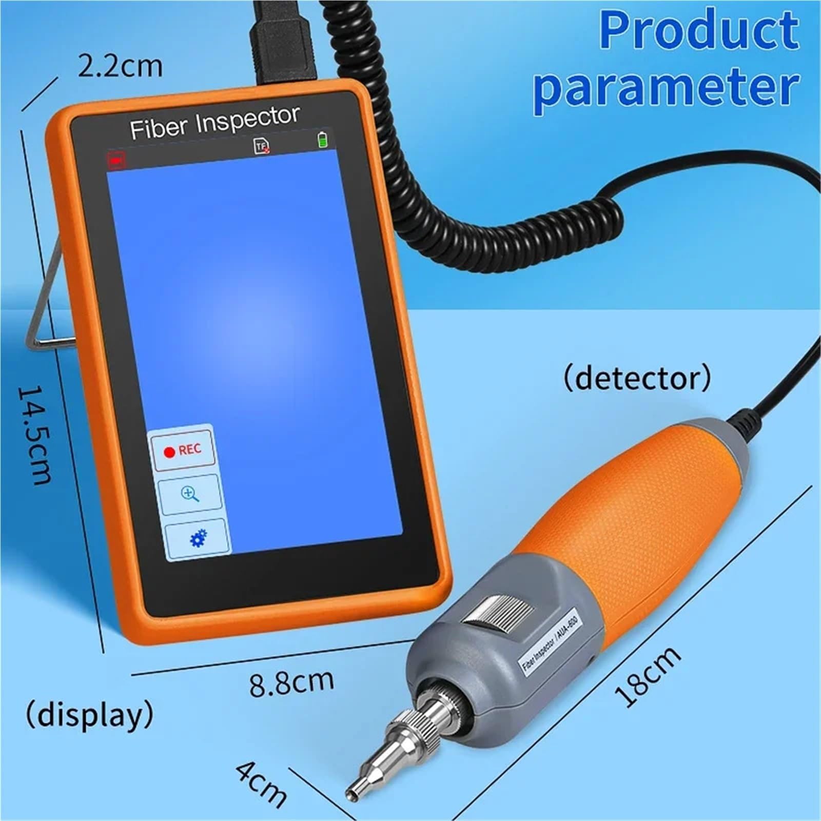 OTDR, Limpiador de fibra óptica AUA-600, microscopio 400X, pantalla táctil HD 5 pulgadas, sonda inspección, detector extremos(Support UPC)