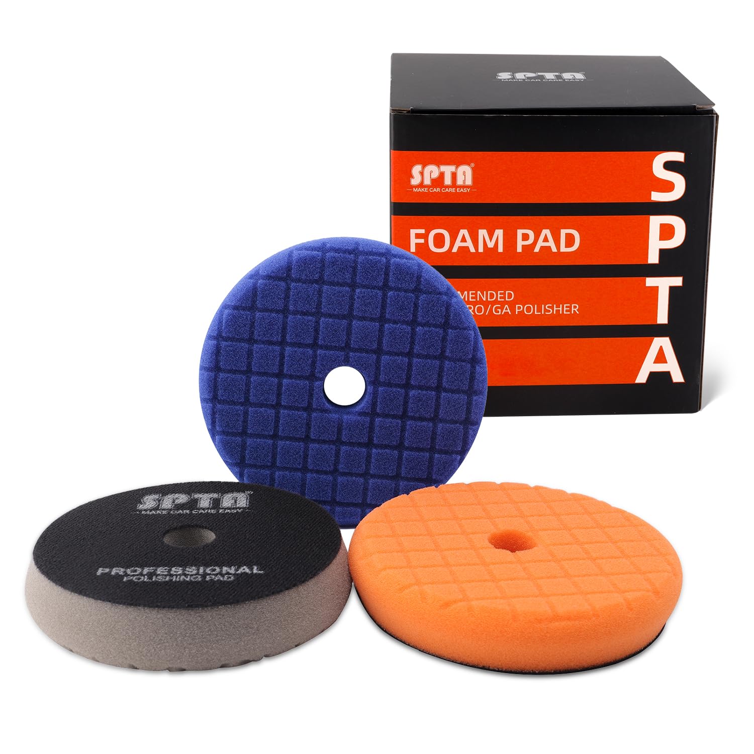 SPTA Buffing Polishing Pads Kits, with 3Pcs 5.5 Inch Polishing Pads,16oz Polishing Pad Cleaner, 2 Microfiber Towel and 1 Pad Cleaning Brush, All for Car Buffer Polisher, Polishing and Buffing