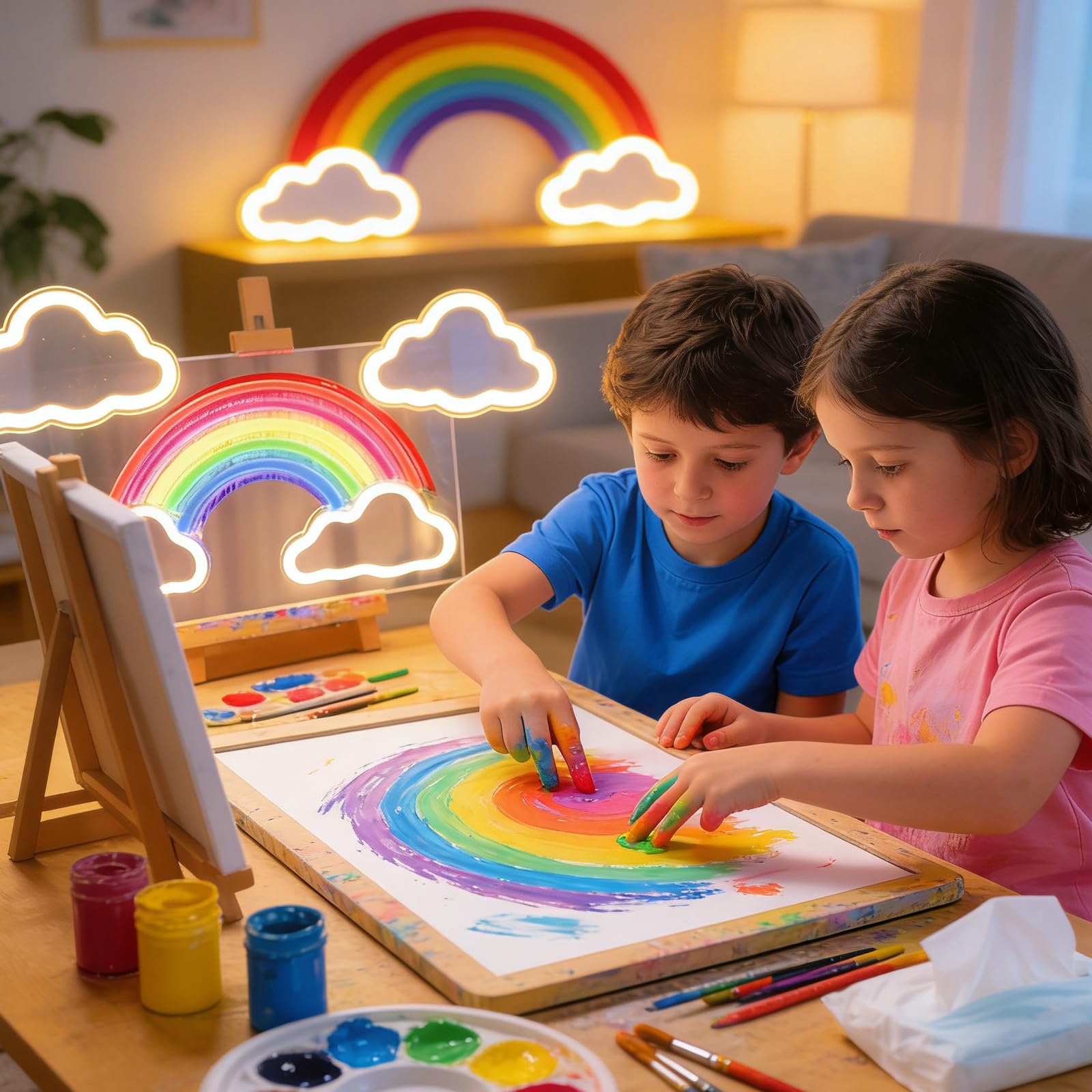 Regenbogen Lampe - Stromversorgungüber USB-Kabel Neon Schild Stimmungslicht Led Wanddeko, Neon Licht Leuchtreklame für Wandleuchte Kinderzimmer und Regenbogen Deko Kinderzimmer
