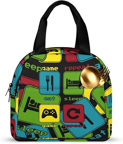 Miniatura 3 de Eat Sleep Game Repeat - Bolsa de comida aislada para preparar la lonchera, contenedor portátil
